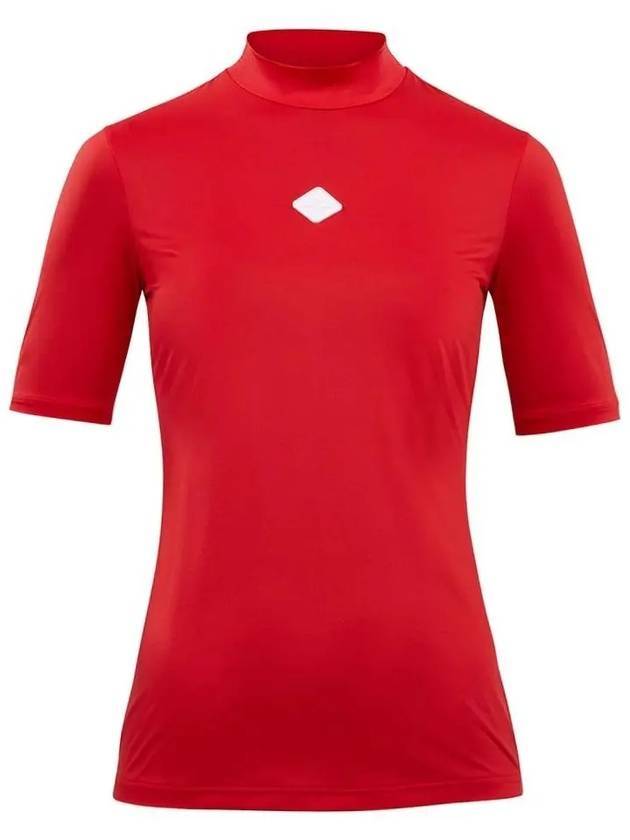 Women's Billy Logo High Neck Short Sleeve T-Shirt Barbados Cherry - J.LINDEBERG - BALAAN 1