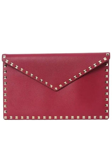 Gold Rockstud Envelope Clutch Bag TW2P0P56 BOL 16L - VALENTINO - BALAAN 1