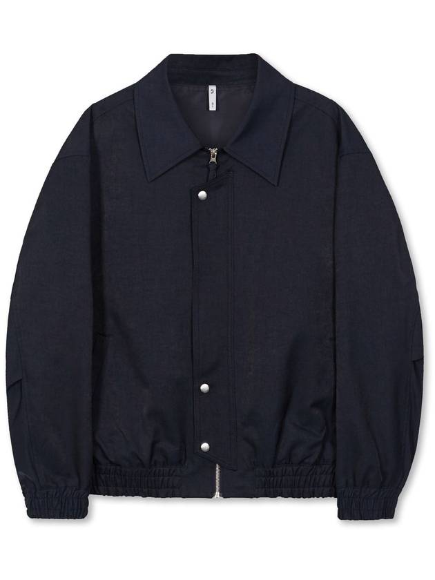 Oversized placket satin blouson NAVY - WEST GRAND BOULEVARD - BALAAN 2