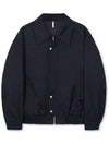 Oversized placket satin blouson NAVY - WEST GRAND BOULEVARD - BALAAN 1