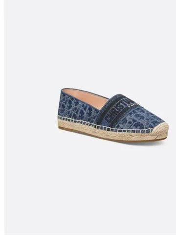 Stonewashed-Effect Cotton Espadrille Shoes Blue - DIOR - BALAAN 1