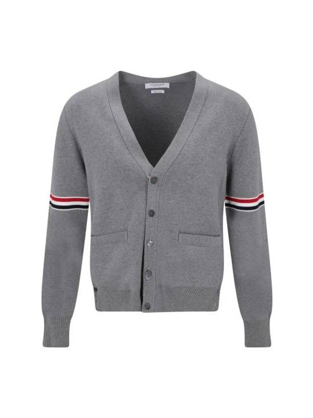 Milano Stitch Sprite Armband Cotton V-neck Cardigan Light Grey - THOM BROWNE - BALAAN 2