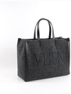 Embroidered Logo Felt Tote Bag Dark Grey - VALENTINO - BALAAN 4