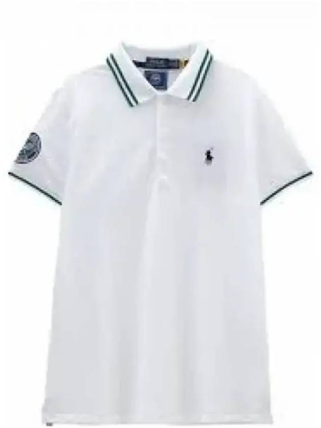 30 Points Wimbledon Custom Slim Fit Mesh Polo Shirt White - POLO RALPH LAUREN - BALAAN 2