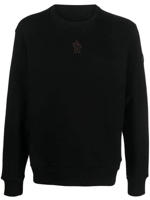 Embroidered Logo Sweatshirt Black - MONCLER - BALAAN 1