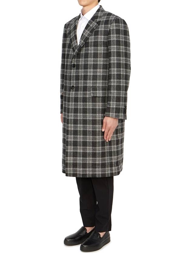 Men's Prince Of Wales Lambswool Single Coat Medium Grey - THOM BROWNE - BALAAN 3