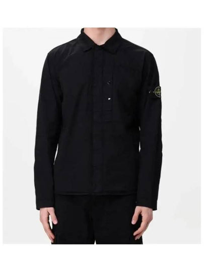 Supima Cotton Twill Over Long Sleeve Shirt Black - STONE ISLAND - BALAAN 2