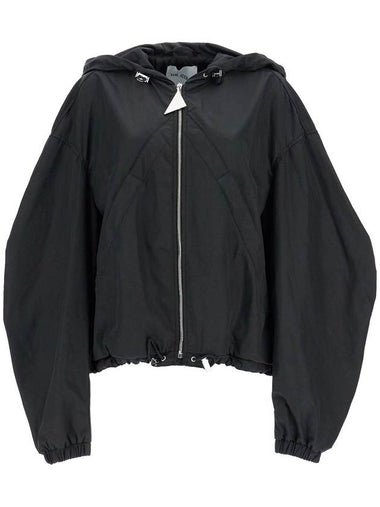 oversized black hooded bomber jacket in polyester - THE ATTICO - BALAAN 1