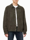 Jeans Button Up Wool Blend Knit Cardigan Brown - CALVIN KLEIN - BALAAN 2