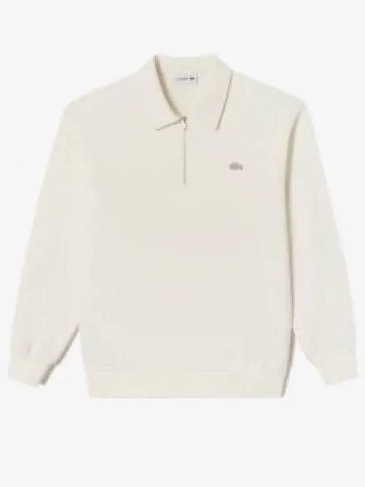 Men s Color Croc Collar Half Zip Up T Shirt Cream - LACOSTE - BALAAN 1