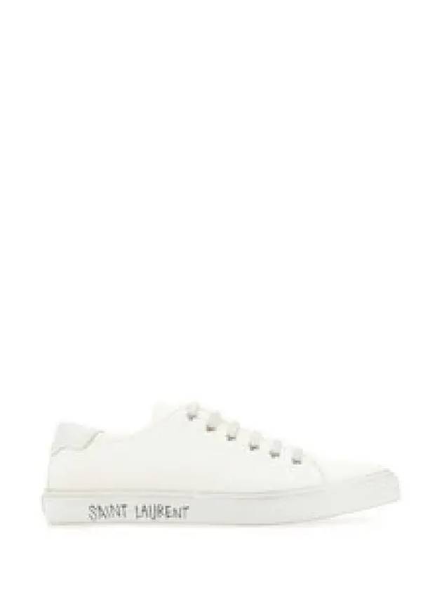 Malibu Logo Canvas Low Top Sneakers White - SAINT LAURENT - BALAAN 2