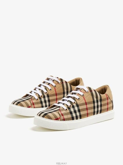 Vintage Check and Leather Sneakers Archive Beige - BURBERRY - BALAAN 2