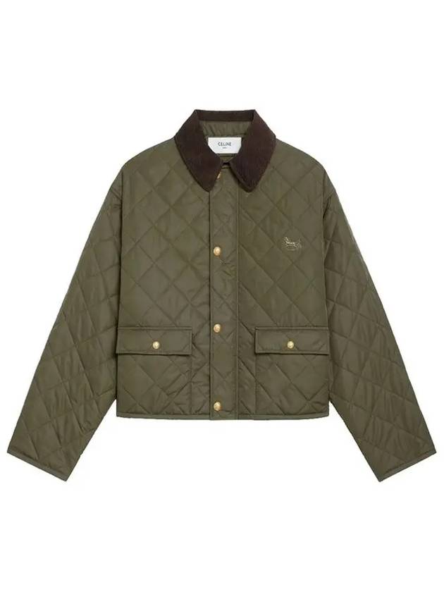 Lightweight Nylon Quilted Hunting Jacket Khaki - CELINE - BALAAN 2