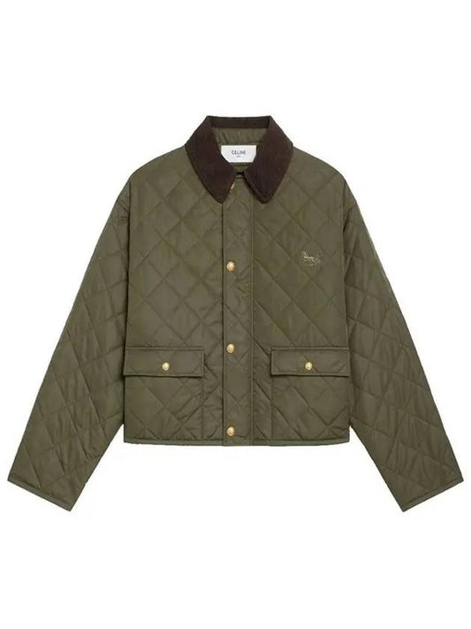 lightweight nylon quilted hunting jacket khaki - CELINE - BALAAN 2