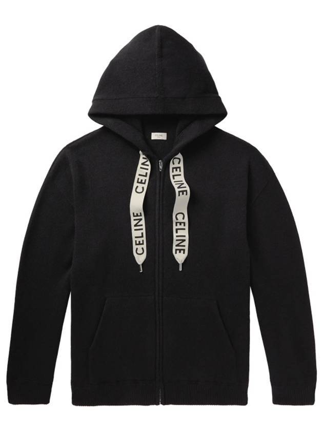 wool cashmere oversized hooded zip-up black - CELINE - BALAAN 1