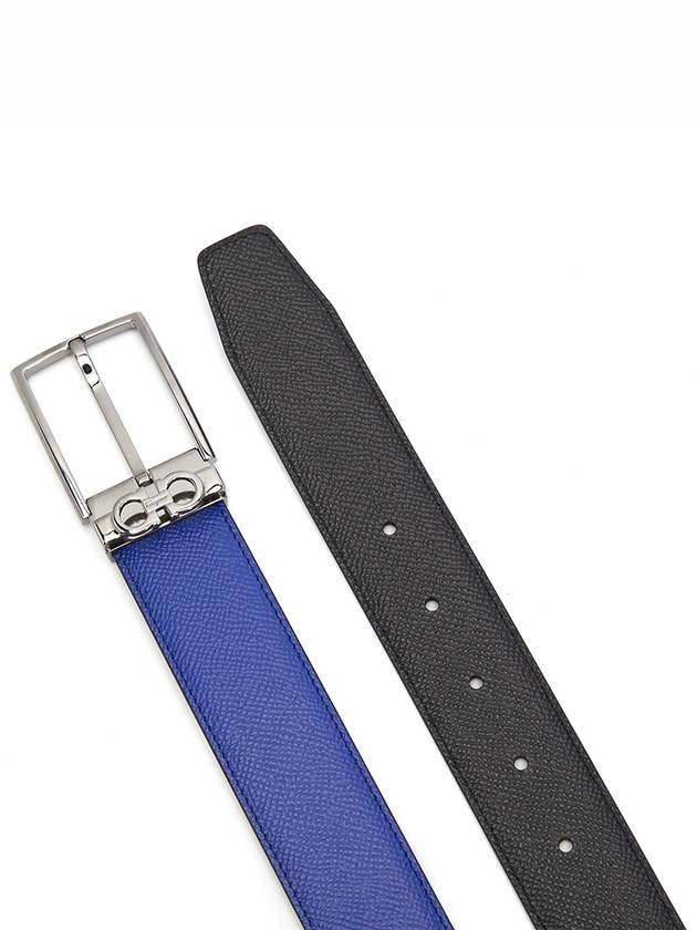 Gancini Reversible Adjustable Leather Belt Lapis Lazuli Black - SALVATORE FERRAGAMO - BALAAN 5