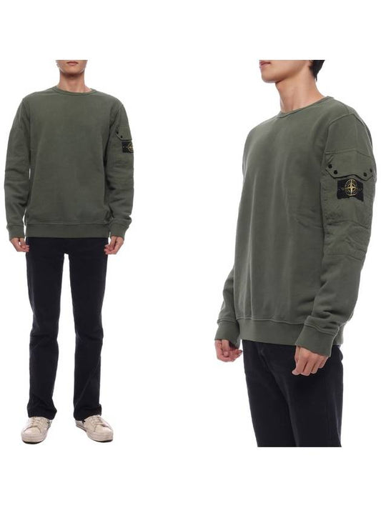 Brushed Organic Cotton Fleece Sweatshirt Green - STONE ISLAND - BALAAN 2