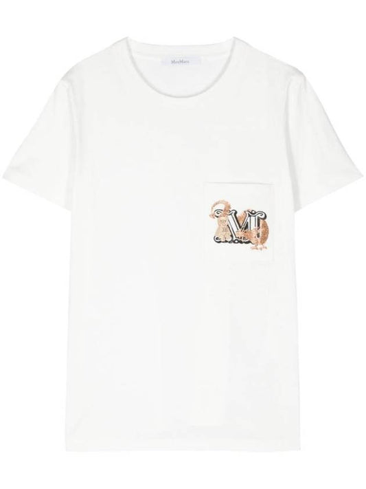 Women's Elmo Logo Detail Short Sleeve T-Shirt White - MAX MARA - BALAAN 1