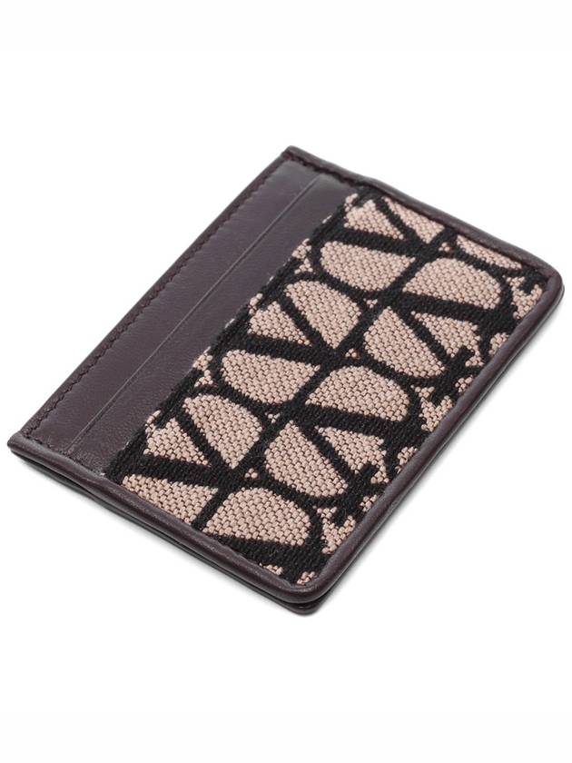 V Logo Pattern Card Wallet Brown - VALENTINO - BALAAN 6