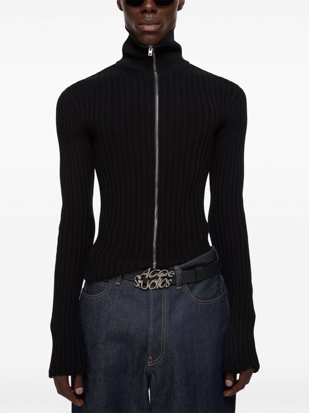 Ribbed Zip-Up Cardigan Black - ACNE STUDIOS - BALAAN 3