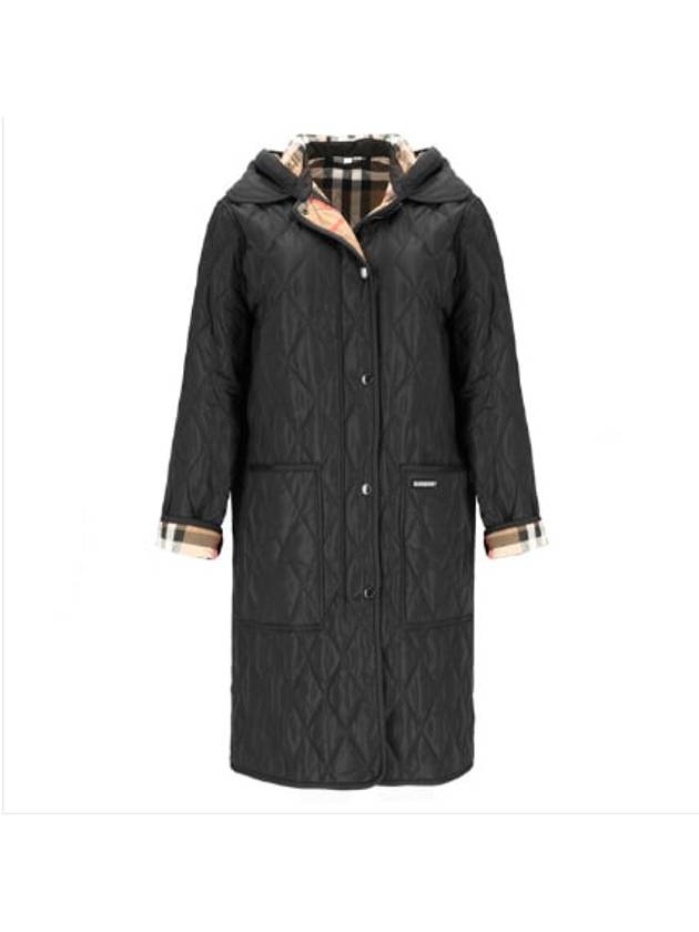 Parkgate Hooded Long Quilted Jacket Black - BURBERRY - BALAAN 1