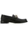 Women's Logo Symbol Leather Loafer Black - GUCCI - BALAAN.