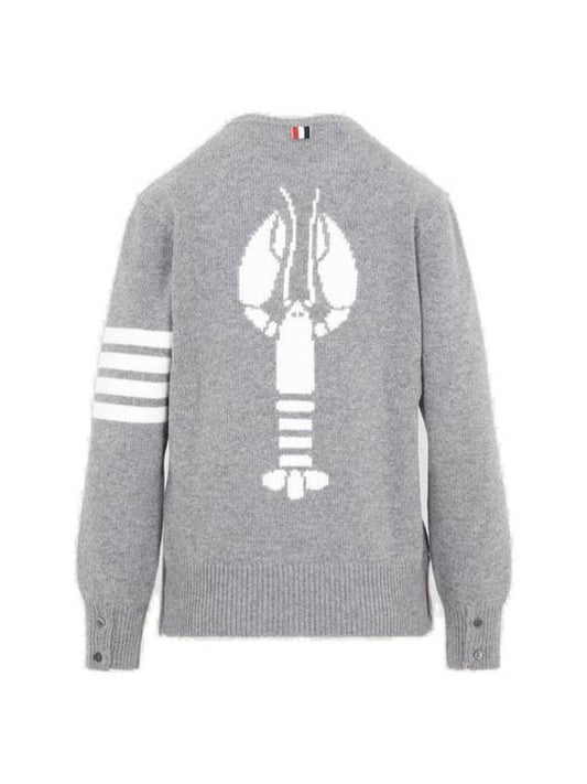 Women s Tricolor Striped Lobster Icon Long Sleeve Knit Top Light Gray - THOM BROWNE - BALAAN 1