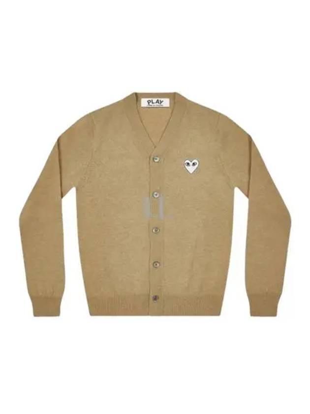 White Heart Wappen Wool Cardigan Beige - COMME DES GARCONS PLAY - BALAAN 2