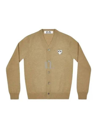 White Heart Wappen Wool Cardigan Beige - COMME DES GARCONS PLAY - BALAAN 2