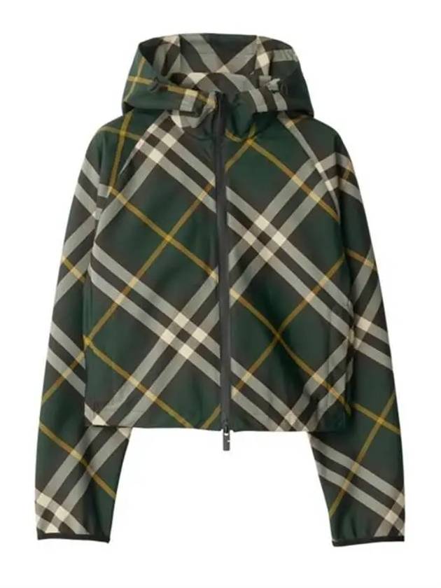 Check Pattern Zip-Up Hoodie Green - BURBERRY - BALAAN 2