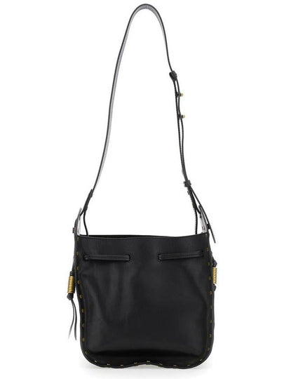 'Silao'  Black Bucket Bag With Drawstring Closure And Embossed Logo Lettering On The Front In Leather Woman - ISABEL MARANT - BALAAN 2