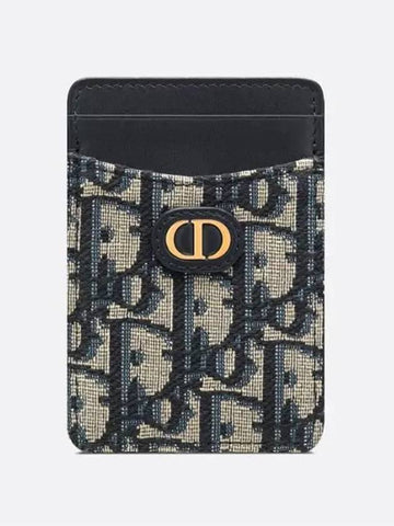 30 Montaigne Sage Card Wallet Blue Jacquard S2379U - DIOR - BALAAN 1