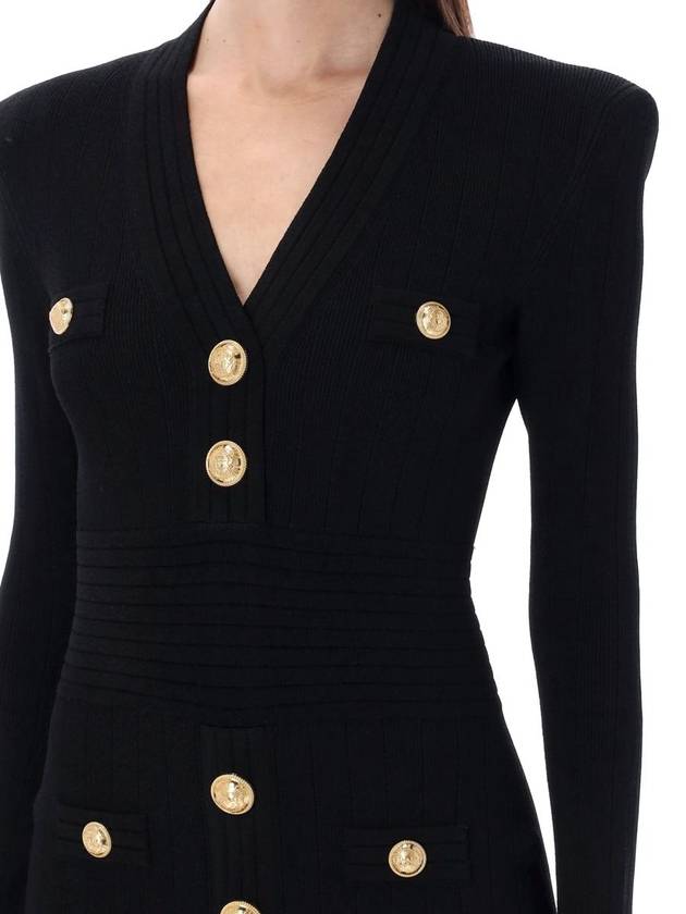 Women s logo button knit short dress black - BALMAIN - BALAAN 4