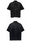 Triangle Logo Denim Short Sleeve Shirt Black - PRADA - BALAAN 5