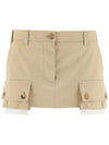 Women's Cargo Pocket Chino Mini A-Line Skirt Beige - MIU MIU - BALAAN.