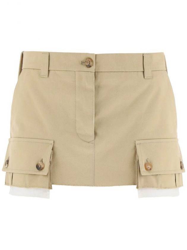 Women's Cargo Pocket Chino Mini A-Line Skirt Beige - MIU MIU - BALAAN.