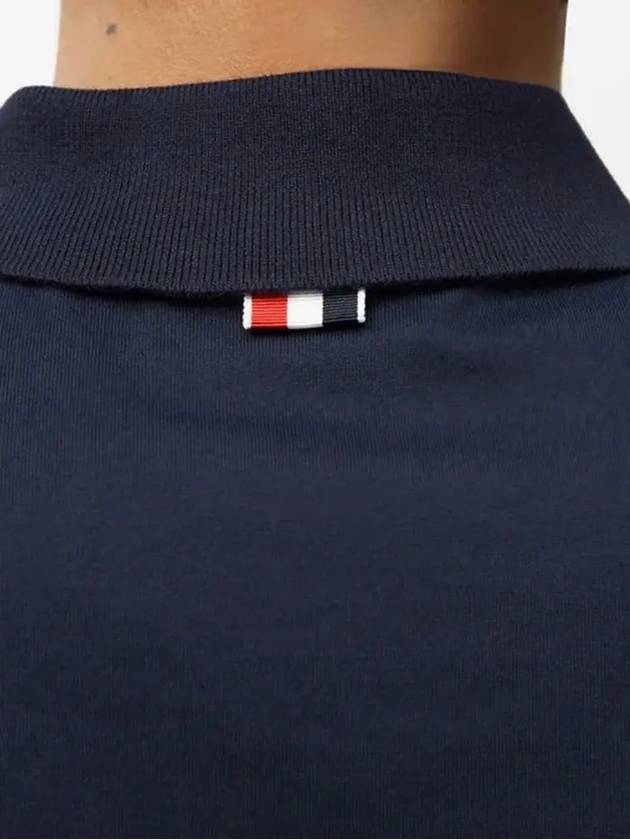 Side Slit Three Stripe Tab Short Sleeve Polo Shirt Navy - THOM BROWNE - BALAAN 4