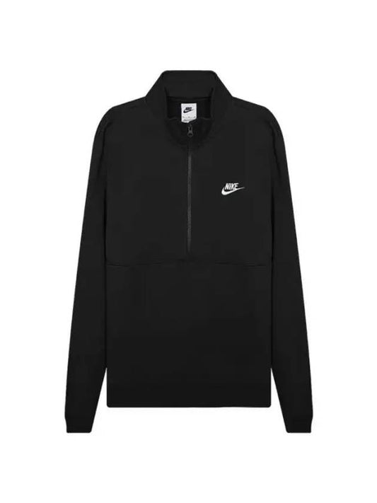 Sportswear Club Brushed Half Zip Up Sweatshirt Black - NIKE - BALAAN 1