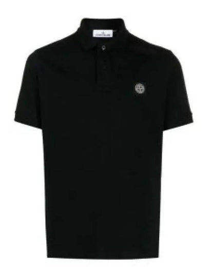 Pique Stretch Cotton Short Sleeve Polo Shirt Black - STONE ISLAND - BALAAN 2