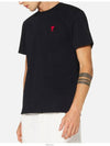 Small Heart Logo Short Sleeve T-Shirt Black - AMI - BALAAN 3