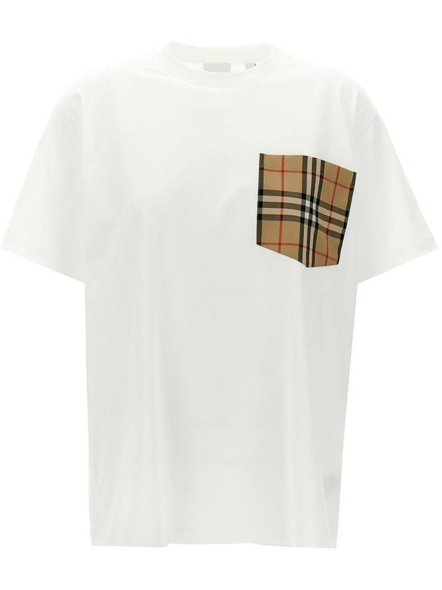 Check Pocket Crew Neck Cotton Short Sleeve T-Shirt White - BURBERRY - BALAAN 2