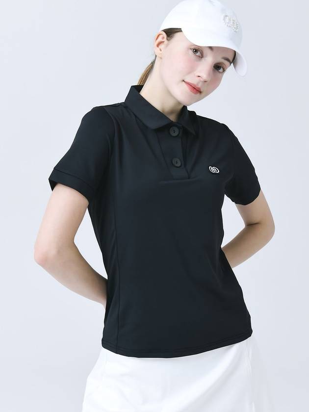 Cool Function Cold Sensitivity Material Shirt Collar Diagonal Placket Black Short Sleeve T-Shirt DO3242TS002 - DOYOUKNOWMC GOLF WEAR - BALAAN 1