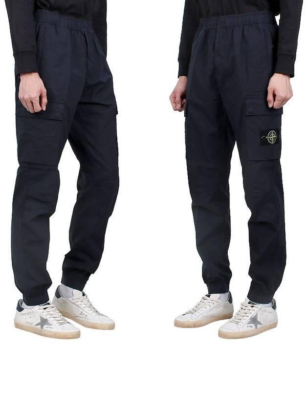 Stretch Cotton Tela Paracadute Cargo Straight Pants Navy Blue - STONE ISLAND - BALAAN 4