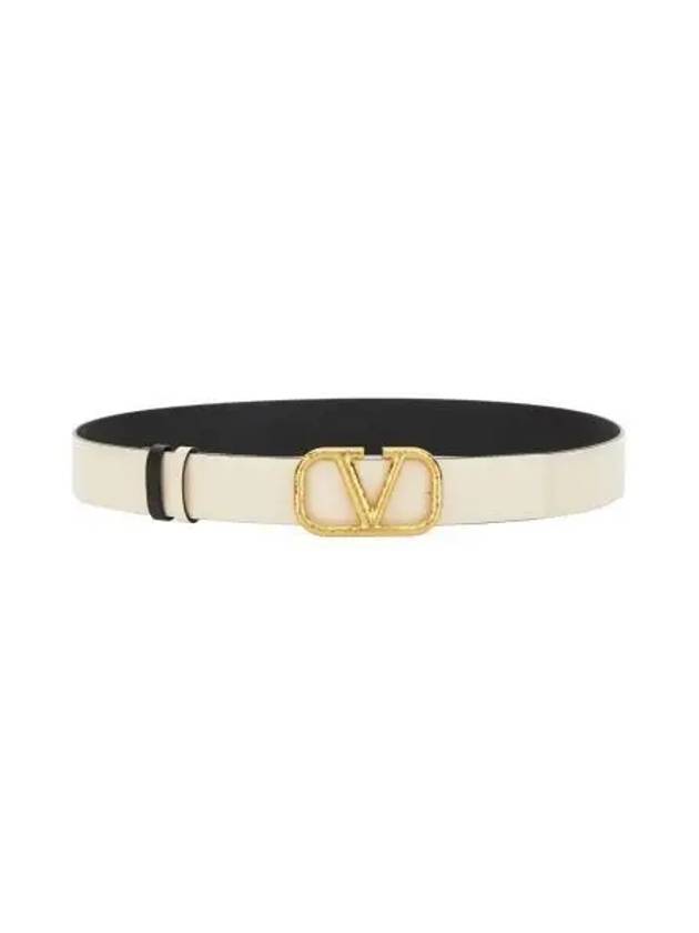 V logo signature reversible leather belt white black - VALENTINO - BALAAN 2