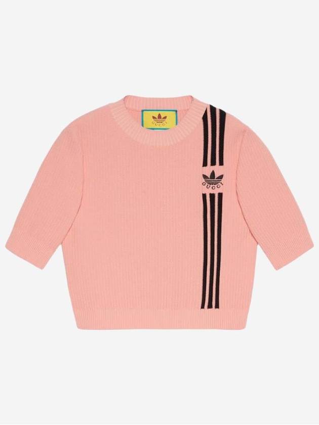 3 Stripe Crop Knit Top Pink - GUCCI - BALAAN 1