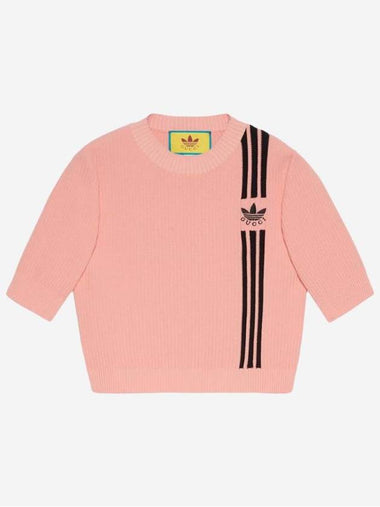 3 Stripe Crop Knit Top Pink - GUCCI - BALAAN 1