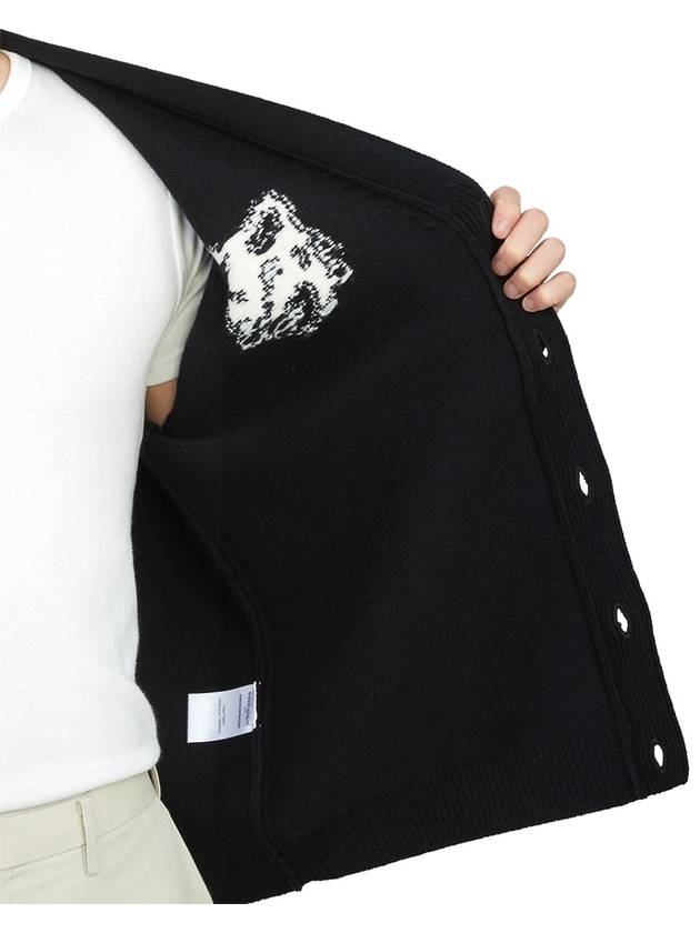 Fox Head Intarsia Comfort Cardigan Black - MAISON KITSUNE - BALAAN 8