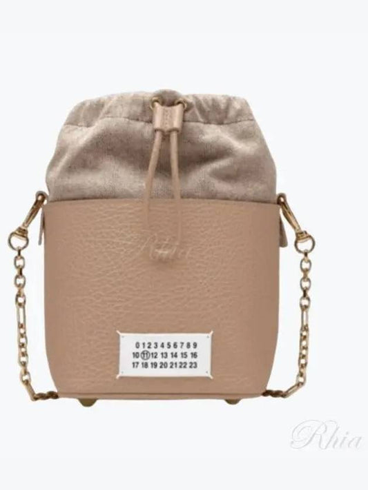 5AC Number Logo Texture Leather Bucket Bag Beige - MAISON MARGIELA - BALAAN 2