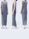 Pleated please basic long dress light gray JH114 - ISSEY MIYAKE - BALAAN 7