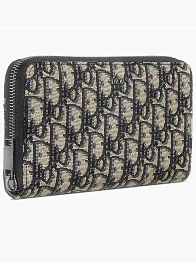 Oblique Jacquard Zipper Long Wallet Black Beige - DIOR - BALAAN 4